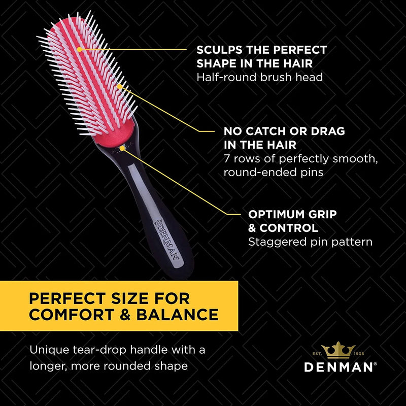 Denman D3 Original Styler 7 Row Nylon Bristles Hair Brush - Black/Red [Personal Care] Personal Care Denman   