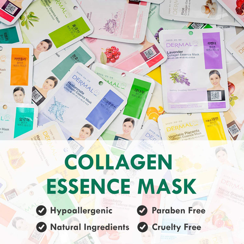 Dermal Korea Collagen Essence Full Face Facial Mask Sheet - 24-Count Combo Pack [Skincare] Skincare Dermal Korea   