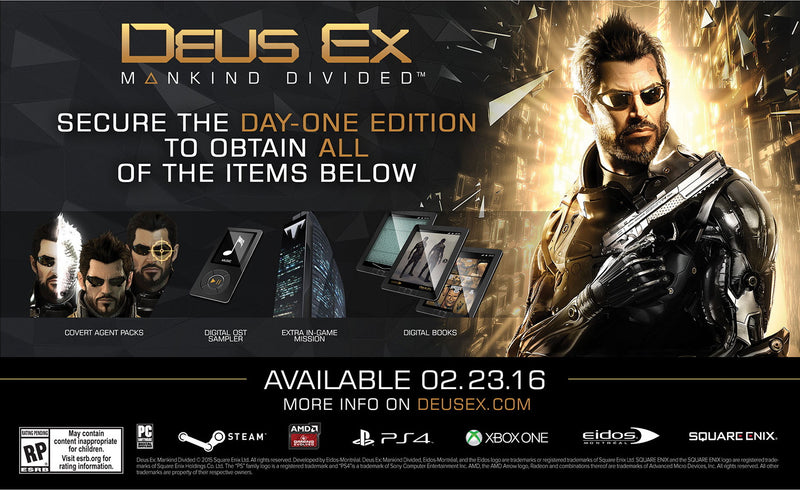 Deus Ex: Mankind Divided - Day One Edition [Xbox One] Xbox One Video Game Square Enix   
