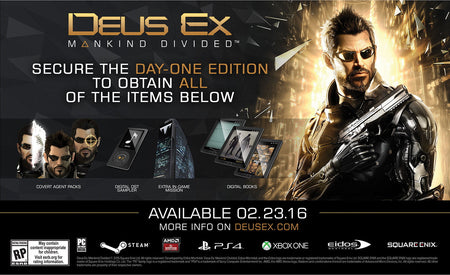 Deus Ex: Mankind Divided - Day One Edition [Xbox One] Xbox One Video Game Square Enix   