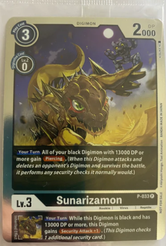 Digimon Card Game: Booster Promotion Card - Sunarizamon Holo Promo Foil P-033 Card Game Bandai Namco   