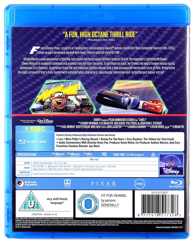 Cars 3 - Disney Pixar [Blu-ray] DVDs & Blu-Rays Disney   