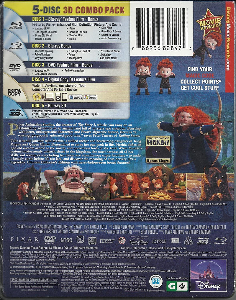 Disney Pixar's Brave - Limited Edition SteelBook [3D + 2D Blu-ray + DVD + Digital] DVDs & Blu-Rays Disney   