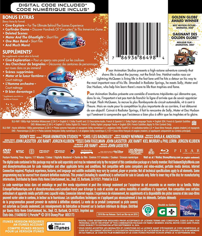 Disney Pixar's Cars [Blu-ray + DVD + Digital] DVDs & Blu-Rays Disney   