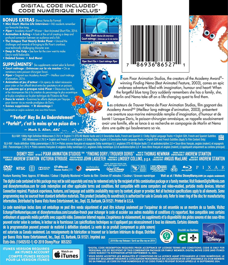 Disney Pixar's Finding Dory [Blu-ray + DVD + Digital] DVDs & Blu-Rays Disney   