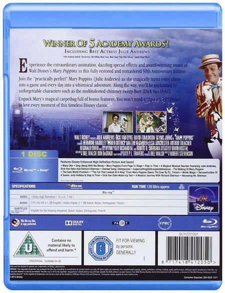 Disney's Mary Poppins - 50th Anniversary Edition [Blu-Ray] DVDs & Blu-Rays Disney   