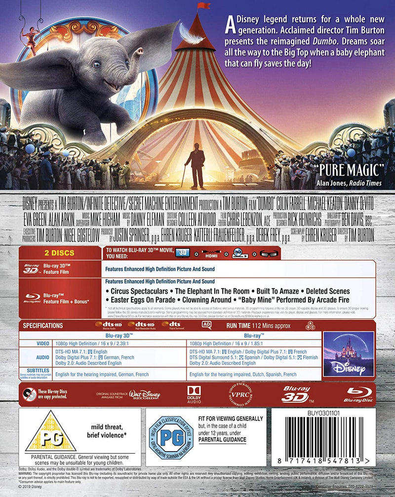 Disney's Dumbo - Live Action [3D + 2D Blu-ray] DVDs & Blu-Rays Disney   