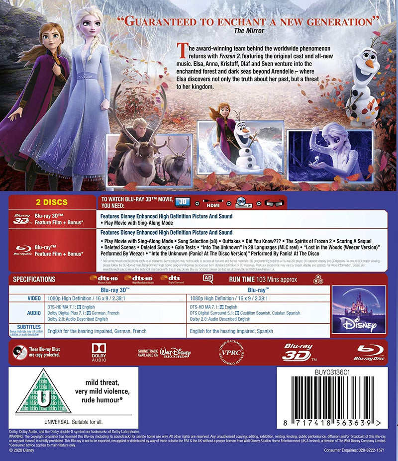 Disney's Frozen II [3D + 2D Blu-Ray] DVDs & Blu-Rays Walt Disney   