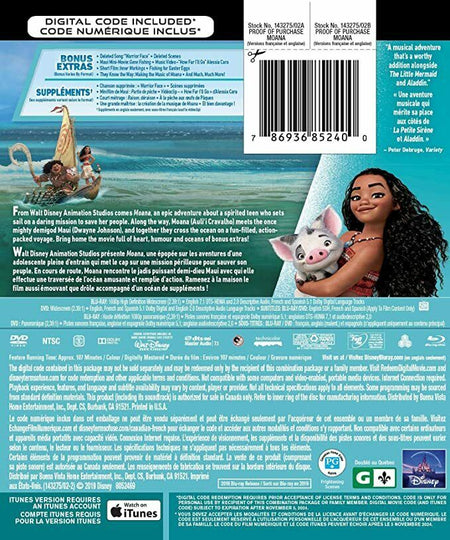 Disney's Moana [Blu-ray + DVD + Digital] DVDs & Blu-Rays Disney   