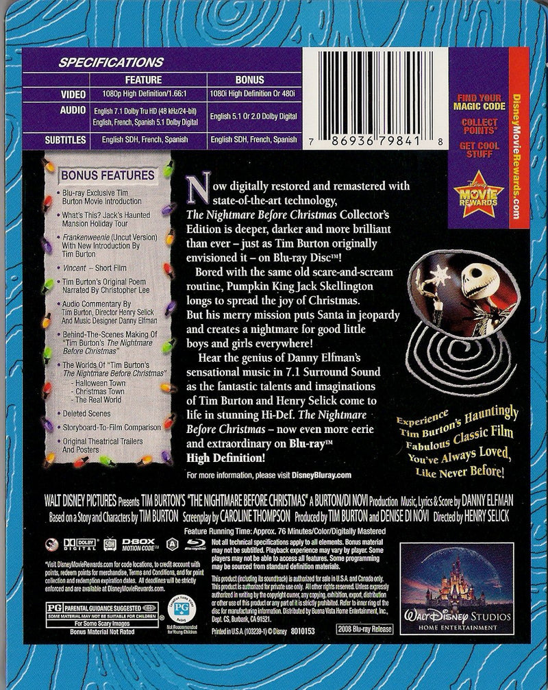 Disney's The Nightmare Before Christmas - Limited Edition SteelBook [Blu-Ray] DVDs & Blu-Rays Disney   