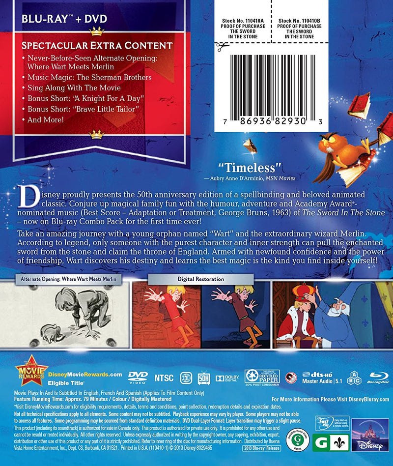 Disney's The Sword in the Stone - 50th Anniversary Edition [Blu-ray + DVD] DVDs & Blu-Rays Disney   