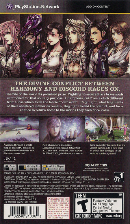 Dissidia 012: Duodecim Final Fantasy [Sony PSP] Sony PSP Video Game Square Enix   