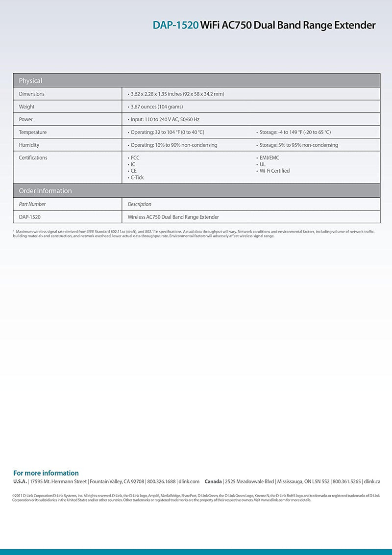 D-Link AC750 Wireless Dual Band Range Extender - DAP-1520 [Electronics] Electronics D-Link   