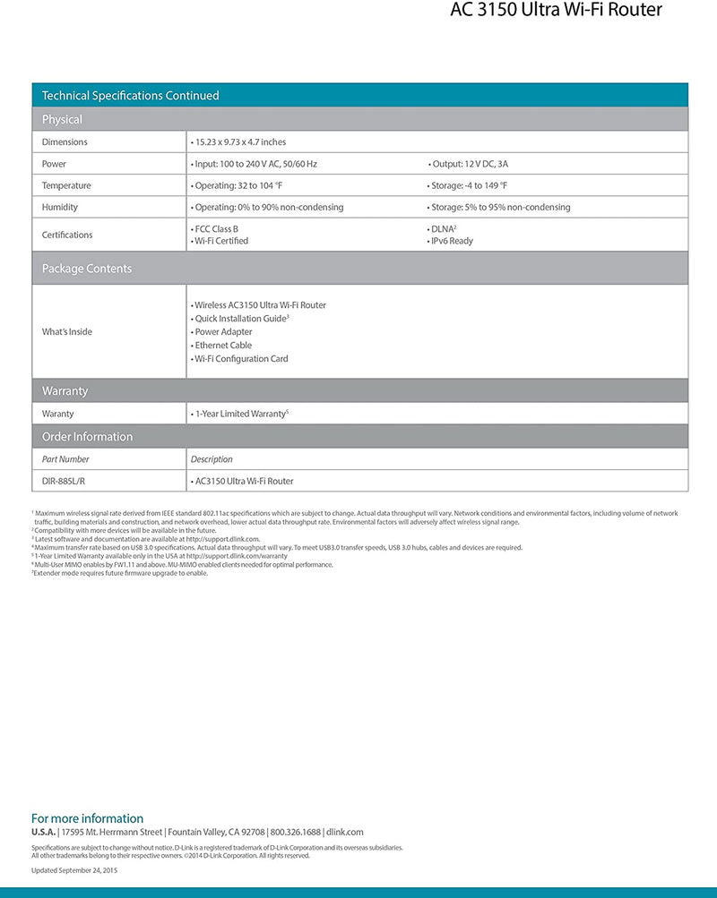 D-Link Systems AC3150 Ultra Wi-Fi Router - DIR-885L/R [Electronics] Electronics D-Link   