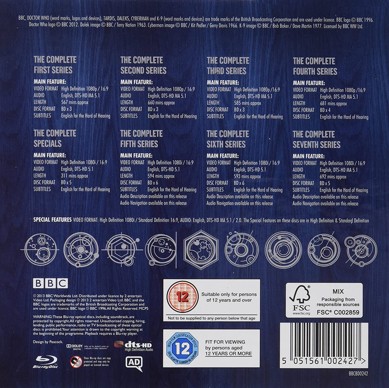 Doctor Who: The Complete Series 1-7 [Blu-Ray Box Set] DVDs & Blu-Rays BBC   