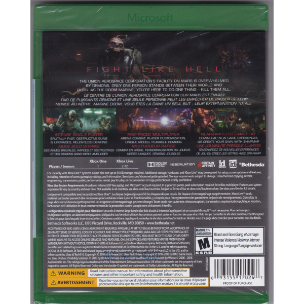 Doom [Xbox One] Xbox One Video Game Bethesda   