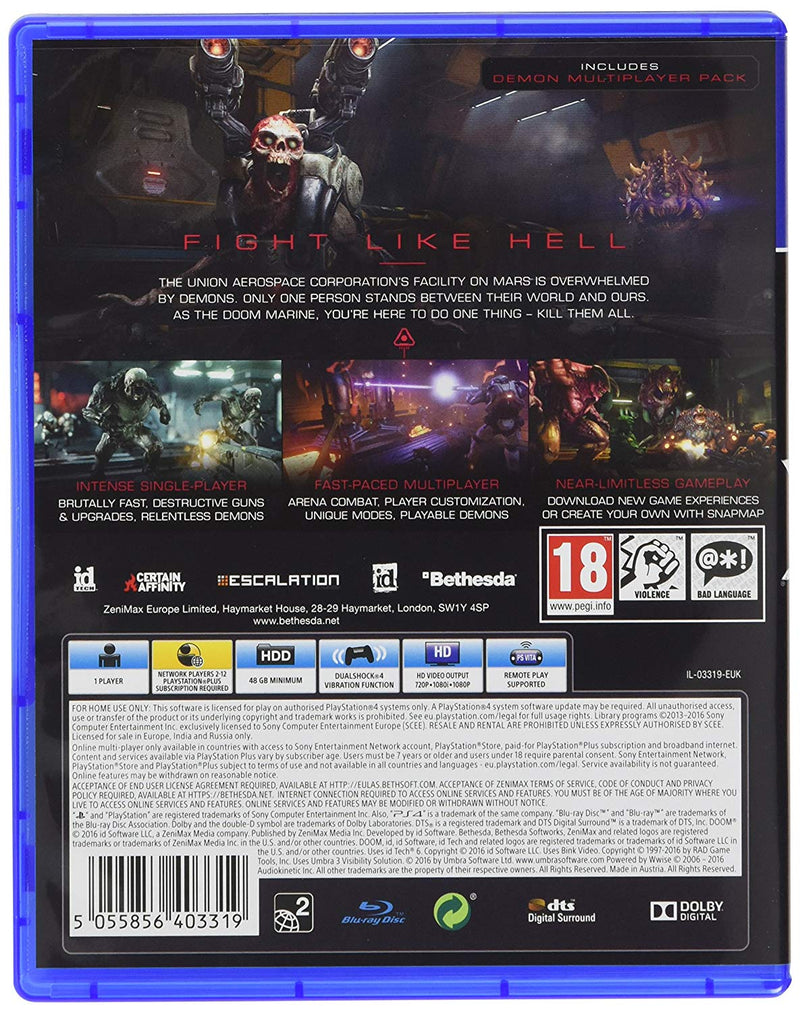 Doom [PlayStation 4] PlayStation 4 Video Game Bethesda   