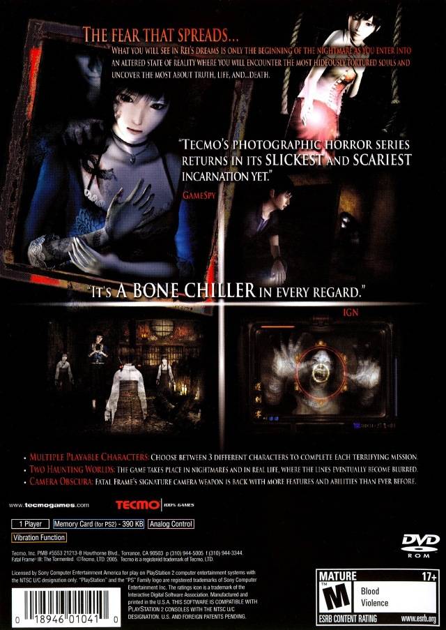 Fatal Frame 3 III: The Tormented [PlayStation 2] PlayStation 2 Video Game Koei Tecmo   