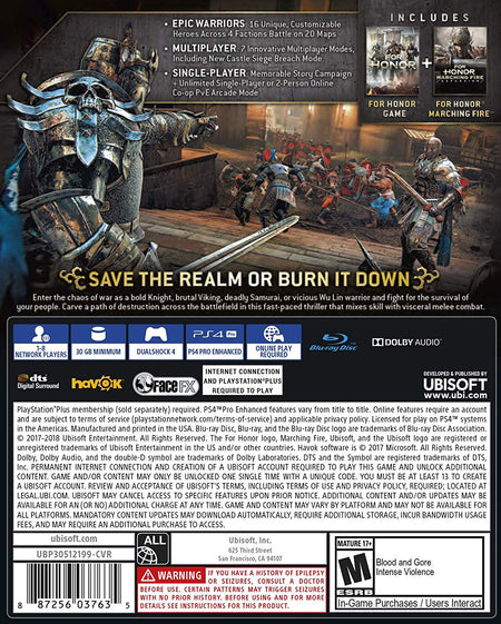 For Honor: Marching Fire Edition [PlayStation 4] PlayStation 4 Video Game Ubisoft