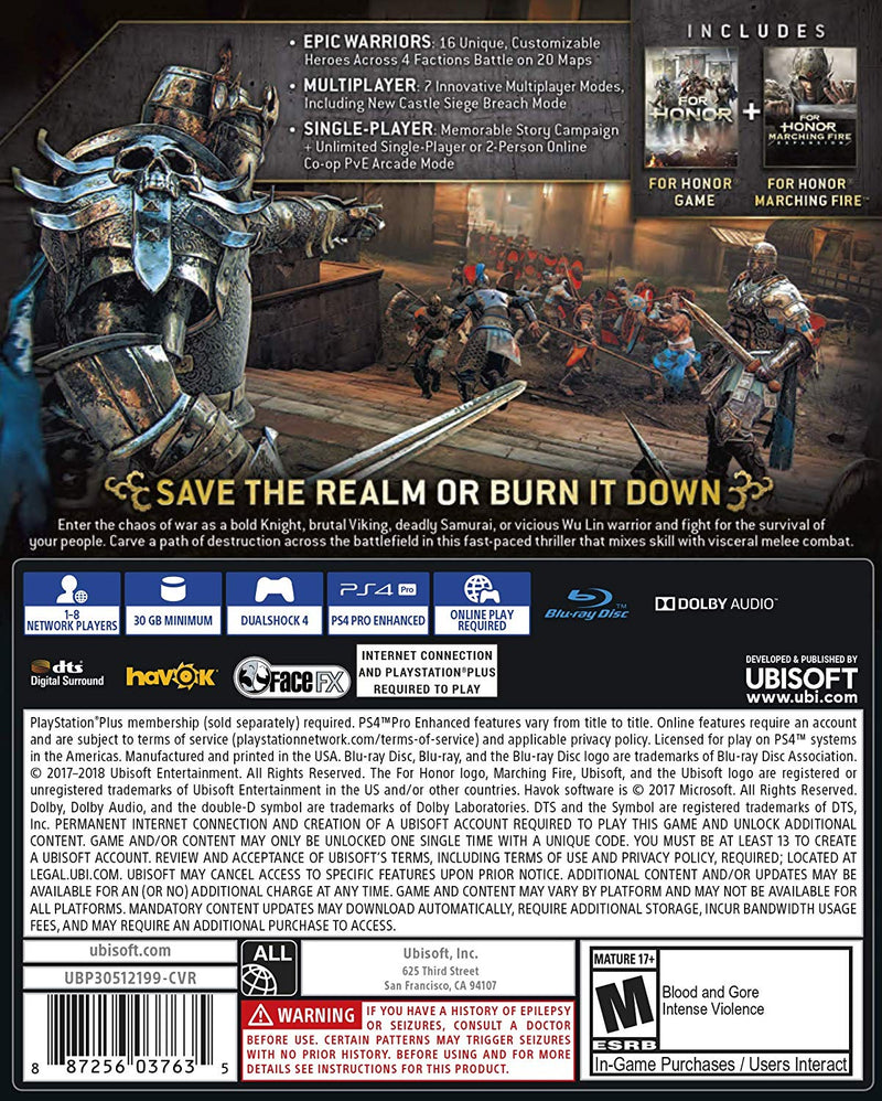 For Honor: Marching Fire Edition [PlayStation 4] PlayStation 4 Video Game Ubisoft