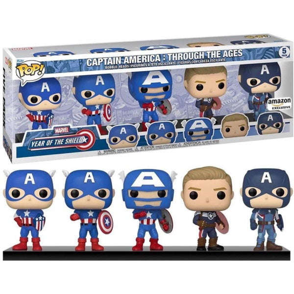 Funko POP! Marvel: Year of The Shield - Captain America Through The Ages - 5 Pack [Toys, Ages 3+] Toys & Games Funko   