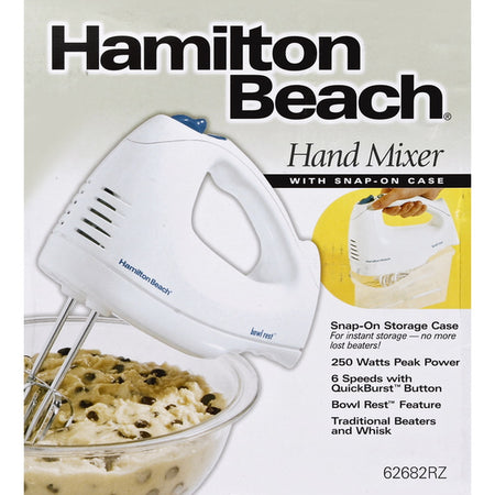 Hamilton Beach 6-Speed Hand Mixer with Snap-On Case - 62682RZ - White [House & Home] House & Home Hamilton Beach   