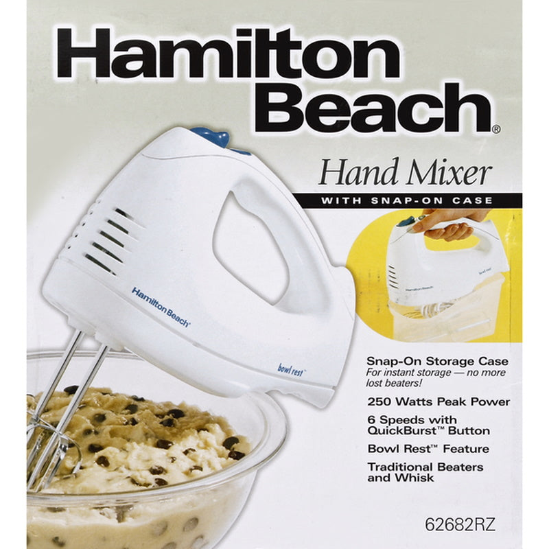 Hamilton Beach 6-Speed Hand Mixer with Snap-On Case - 62682RZ - White [House & Home] House & Home Hamilton Beach   