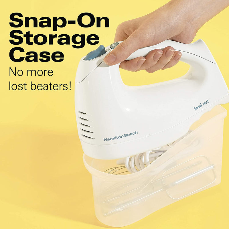 Hamilton Beach 6-Speed Hand Mixer with Snap-On Case - 62682RZ - White [House & Home] House & Home Hamilton Beach   