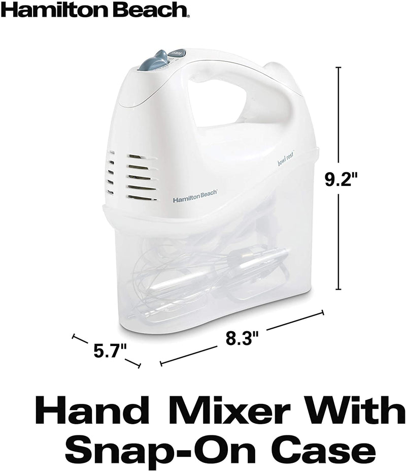 Hamilton Beach 6-Speed Hand Mixer with Snap-On Case - 62682RZ - White [House & Home] House & Home Hamilton Beach   