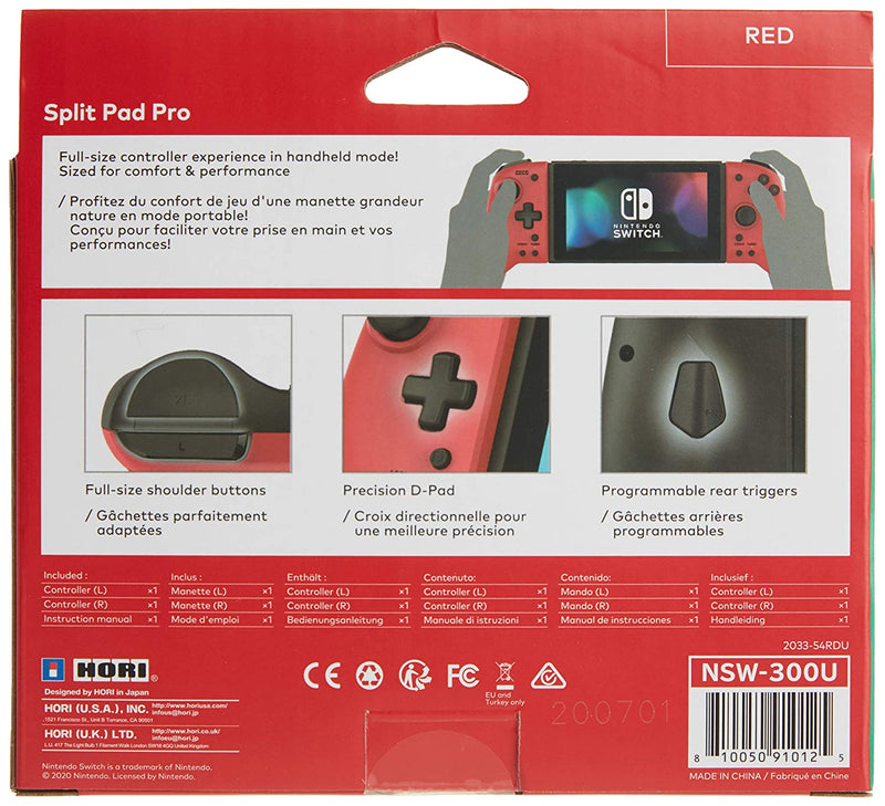 HORI Switch Split Pad Pro for Nintendo Switch - Red [Nintendo Switch Accessory] Nintendo Switch Accessories Hori   