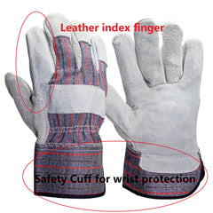 Hyper Tough Split Leather Palm Gloves with Safety Cuff - 2-Pairs [House & Home] House & Home Hyper Tough   