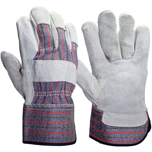 Hyper Tough Split Leather Palm Gloves with Safety Cuff - 2-Pairs [House & Home] House & Home Hyper Tough   