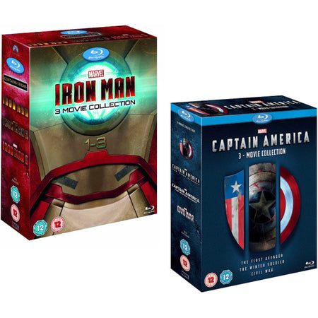 Iron Man: 3 Movie Collection + Captain America: 3 Movie Collection Bundle [Blu-Ray Box Set] DVDs & Blu-Rays Marvel   