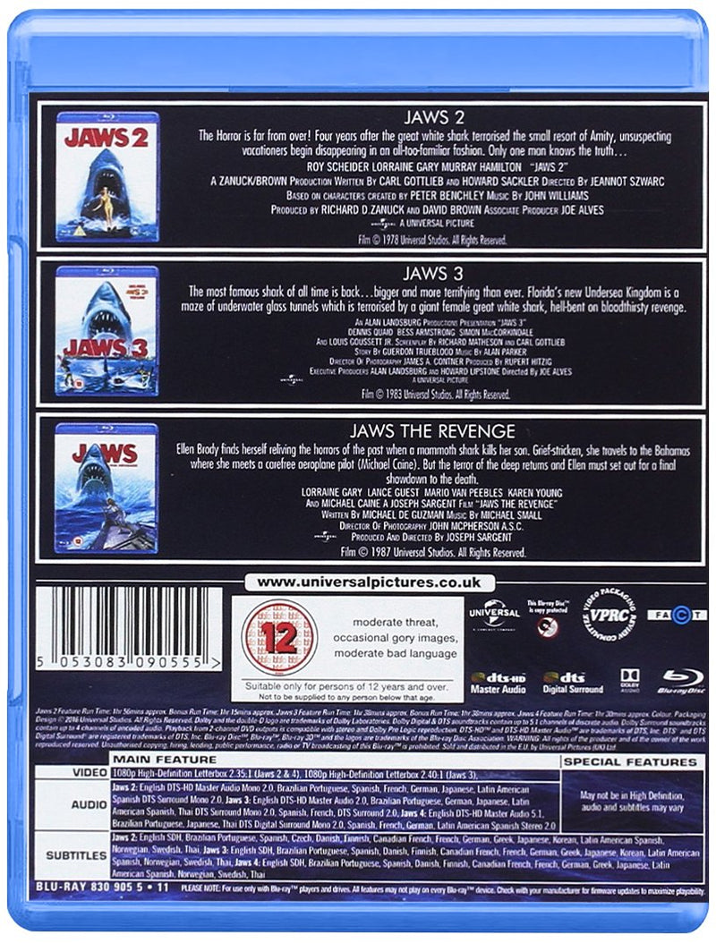 Jaws: 2, 3 & The Revenge [Blu-Ray Box Set] DVDs & Blu-Rays Universal Pictures   