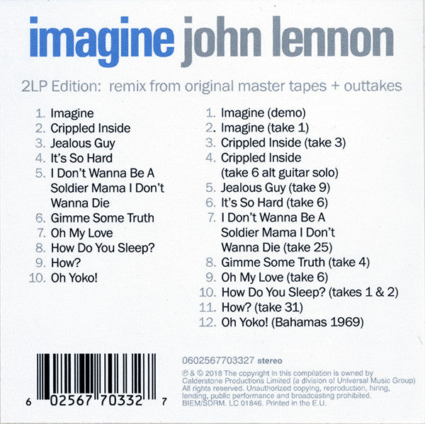 John Lennon - Imagine - The Ultimate Collection [Audio Vinyl] Audio CD/Vinyl Universal Music   