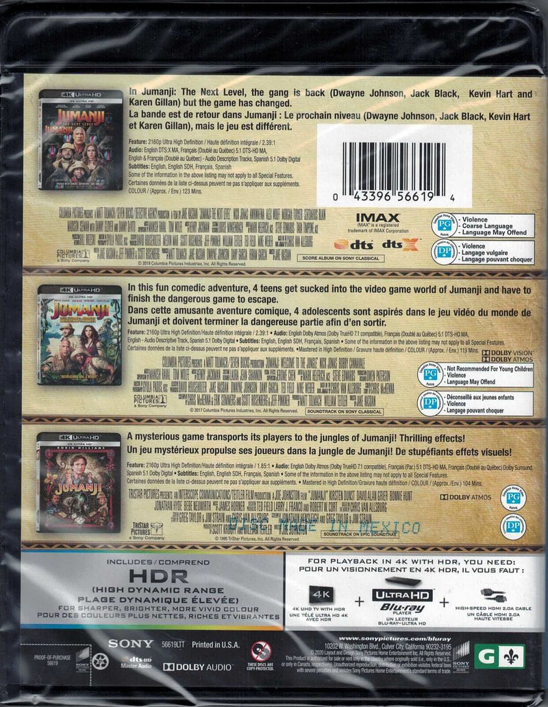 Jumanji: 3 Movie Collection 4K [4K UHD + Digital Box Set] DVDs & Blu-Rays Sony   