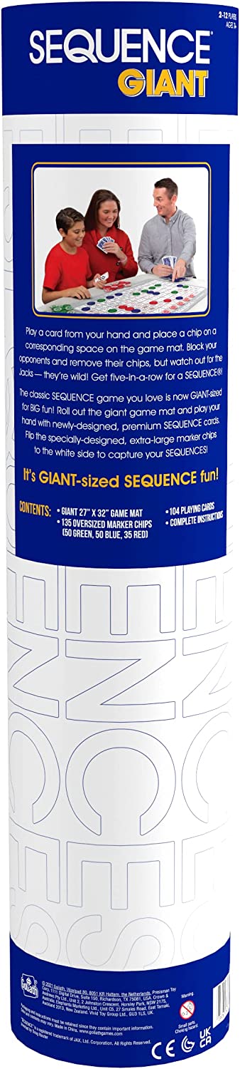 Jumbo Sequence Game - Tube Edition with Cushioned Mat, Cards and Chips ...