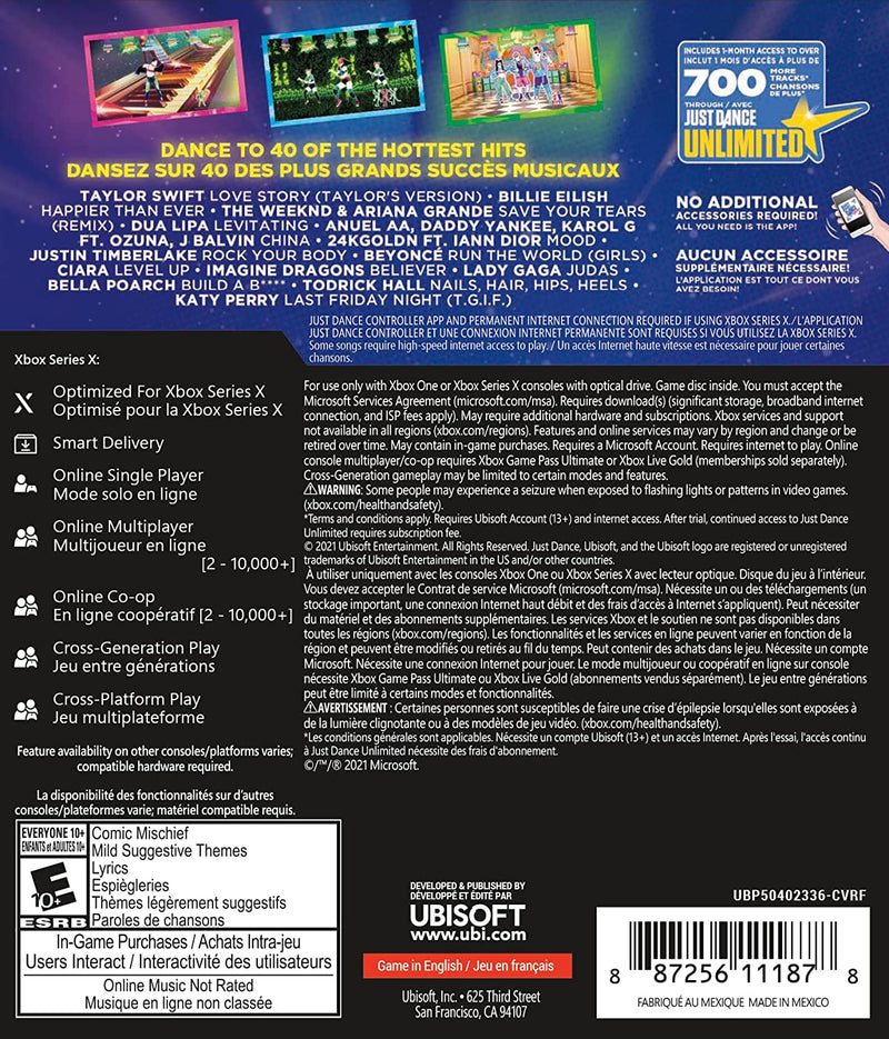 Just Dance 2022 [Xbox Series One & Xbox Series X] Xbox ONE / Xbox Series X Video Game Ubisoft