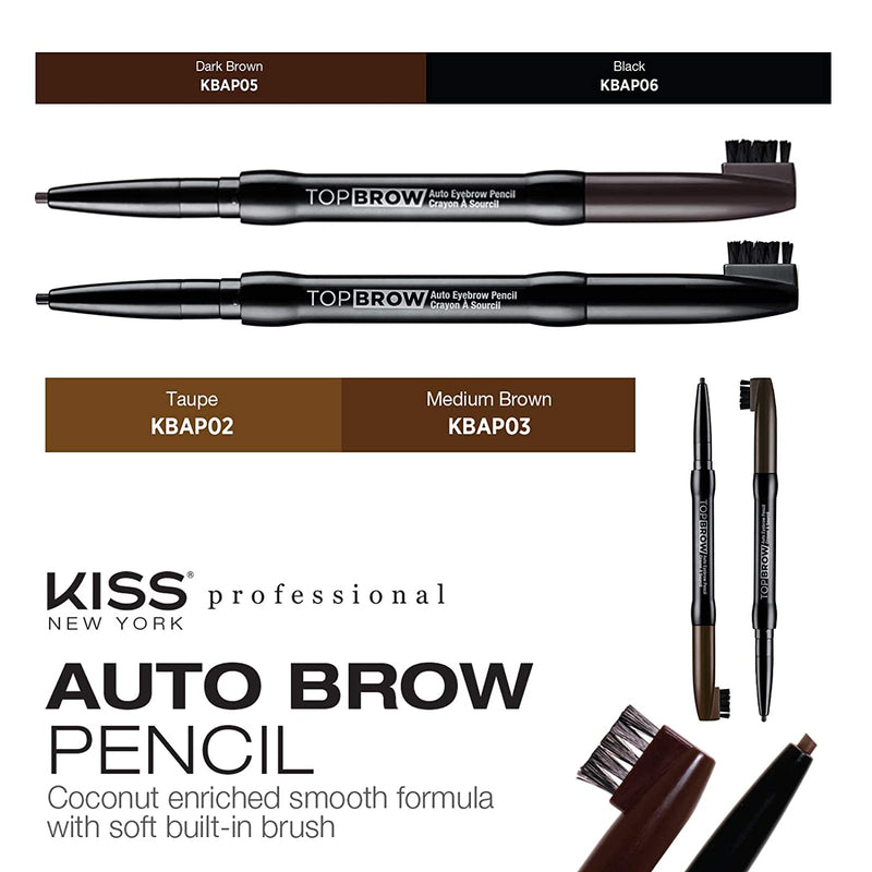 Kiss New York Professional Top Brow Auto Eyebrow Pencil - Medium Brown [Beauty] Beauty Kiss New York   