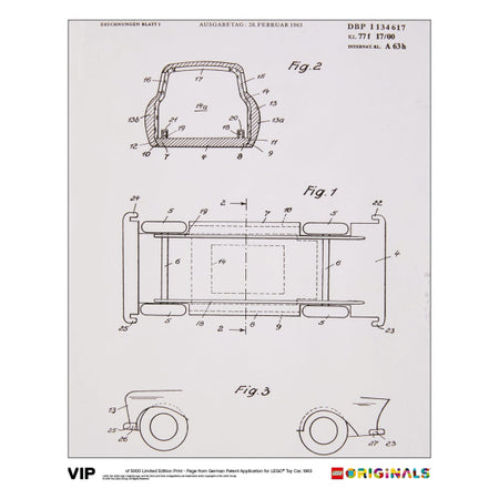 LEGO Originals: German Patent LEGO Toy Car 1963 - Limited Edition Print [LEGO, #5006006] LEGO LEGO   