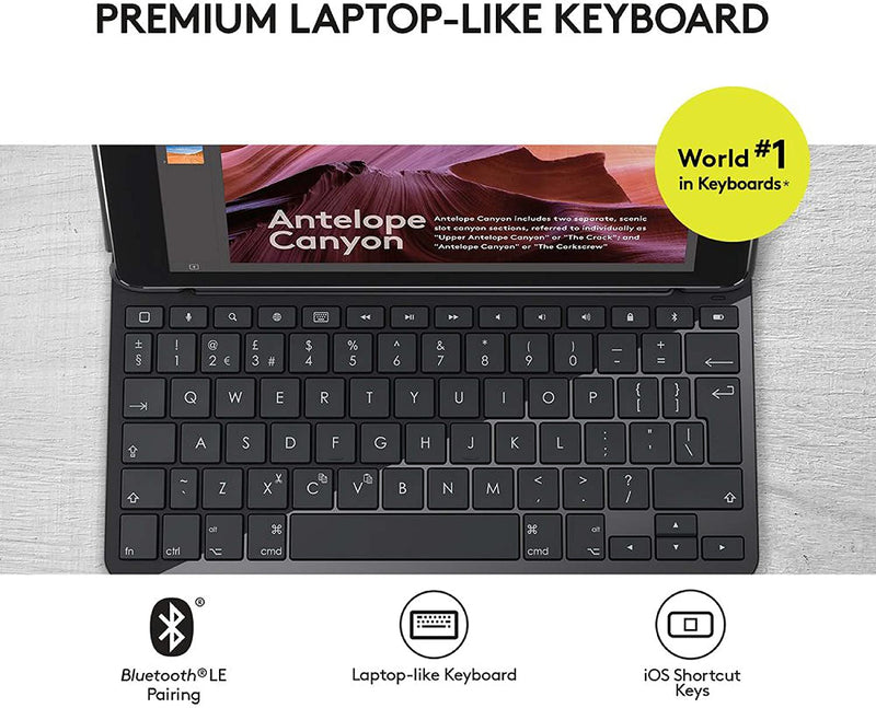 Logitech Slim Folio with Integrated Bluetooth Keyboard for iPad (5th and 6th Generation) - Black [Electronics] Electronics Logitech   