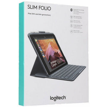 Logitech Slim Folio with Integrated Bluetooth Keyboard for iPad (5th and 6th Generation) - Black [Electronics] Electronics Logitech   