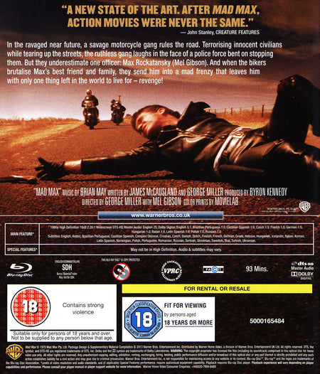 Mad Max [Blu-ray] DVDs & Blu-Rays Warner Brothers   