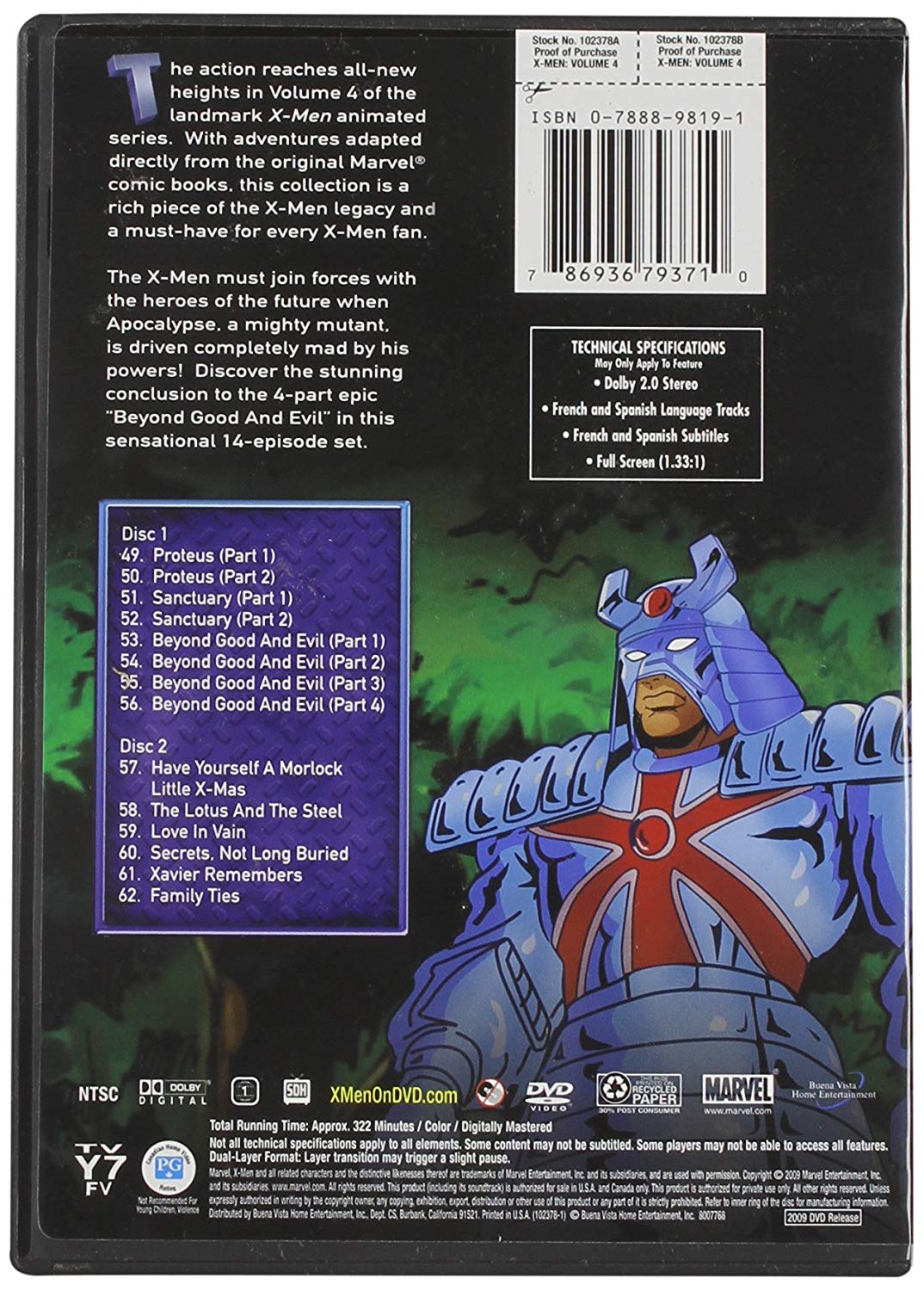 Marvel's X-Men Animated TV Series: Vol 4. - DVD Comic Book
