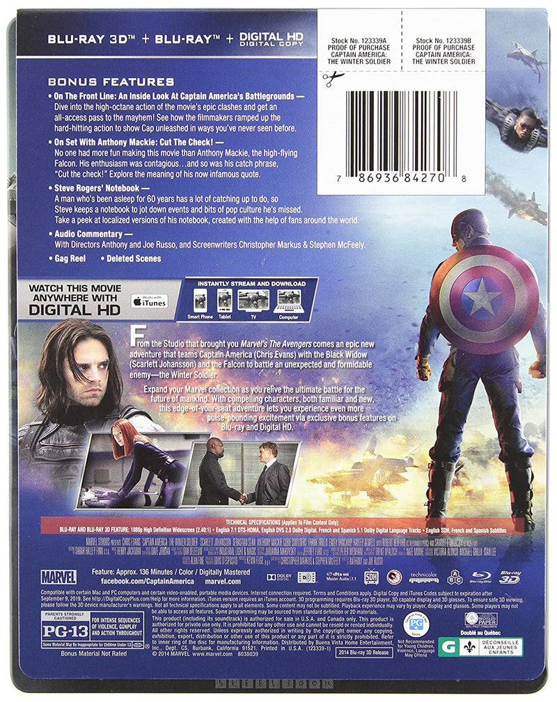 Marvel's Captain America: The Winter Soldier - Limited Edition SteelBook [3D + 2D Blu-ray] DVDs & Blu-Rays Marvel   