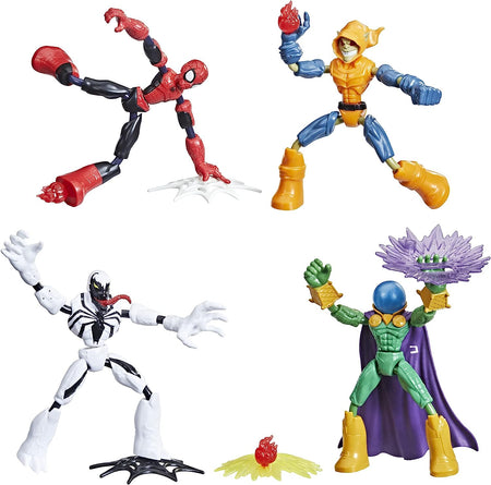 Marvel Spider-Man Bend and Flex Figure 4-Pack - Spider-Man and Anti-Venom Vs. Marvel's Mysterio and Hobgoblin [Toys, Ages 4+] Toys & Games Hasbro   