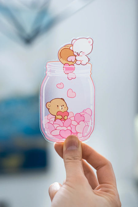 milkmochabear: Jar of Hearts Transparent Vinyl Sticker House & Home milkmochabear   