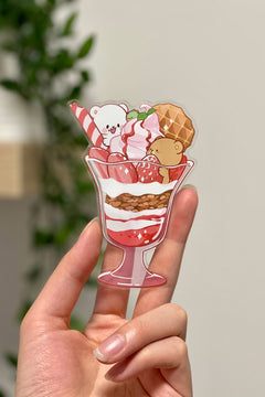 Milk Mocha Bear: Strawberry Parfait Transparent Vinyl Sticker House & Home Milk Mocha Bear