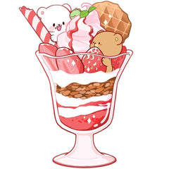 Milk Mocha Bear: Strawberry Parfait Transparent Vinyl Sticker House & Home Milk Mocha Bear