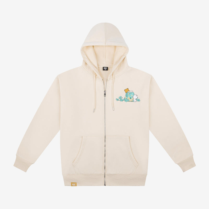 milkmochabear: Beige Clover Snapshot Hoodie Hoodies Milkmochabear XS  